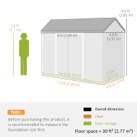 Outsunny 8 x 4 ft Plastic Garden Shed, Wood-Effect Outdoor Storage Shed with Floor, Windows, Lockable Doors and Vents, Dark Grey(m-3)