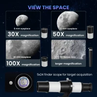 Outsunny Astronomical Telescope for Adults, 70 mm Aperture Refractor Telescope with 100X, Adjustable Tripod, White(m-5)