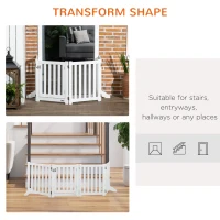 PawHut 23.5"H Foldable Dog Gate with Door, 4 Panels Freestanding Pet Gate Barriers Indoor with Support Feet, Puppy Fence for Dogs, White(m-5)
