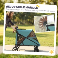 PawHut Dog Stroller Easy Fold Pet Stroller for Large Dogs Up to 66lbs with 4-Wheel Shock Absorption & One-Foot Brake Turquoise(m-9)