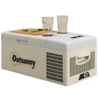 Outsunny 12 Volt Car Refrigerator, 17QT Car Fridge Electric Cooler, 12/24V DC and 100-240V AC, -68℉-50℉, Portable Refrigerator(m-2)