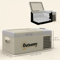 Outsunny 12 Volt Car Refrigerator, 17QT Car Fridge Electric Cooler, 12/24V DC and 100-240V AC, -68℉-50℉, Portable Refrigerator(m-3)