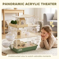 PawHut Large Hamster Cage, 3 Tiers Acrylic Hamster Habitat with Water Bottles, Running Wheel for Pet Mice, Dwarf Hamster(m-5)