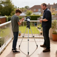 Outsunny Astronomical Telescope for Adults, 70 mm Aperture Refractor Telescope with 100X, Adjustable Tripod, White(m-9)