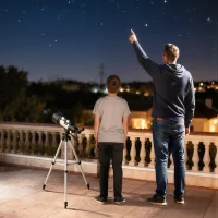 Outsunny Astronomical Telescope for Adults, 70 mm Aperture Refractor Telescope with 100X, Adjustable Tripod, White(m-8)