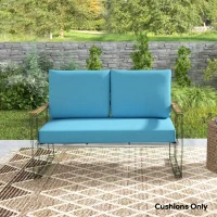 Outsunny 2 Seater 5" Thick Outdoor Seat Cushions with 7" Backrest, Loveseat Outdoor Furniture Cushions, Turquoise(m-9)
