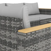 Outsunny 7 Piece Patio Furniture Set, L-Shaped Wicker Outdoor Sectional Sofa with Faux Wood Coffee Table, Cushions, Light Grey(m-11)