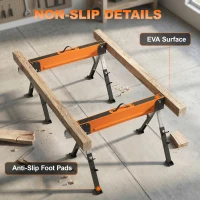 HOMCOM Saw Horses 2 Pack, Folding Heavy Duty Sawhorses with Adjustable Height and 2x6 Bracket, Carry Handle, Orange(m-10)