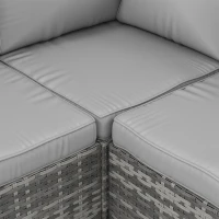 Outsunny 7 Piece Patio Furniture Set, L-Shaped Wicker Outdoor Sectional Sofa with Faux Wood Coffee Table, Cushions, Light Grey(m-13)