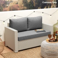 Outsunny 2 Seater Outdoor Seat Cushions with Backrest, Loveseat Double Sofa Outdoor Furniture Cushions, Grey(m-9)