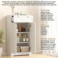 HOMCOM Bathroom Floor Cabinet with 2 Drawers - White(m-4)