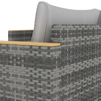 Outsunny 7 Piece Patio Furniture Set, L-Shaped Wicker Outdoor Sectional Sofa with Faux Wood Coffee Table, Cushions, Light Grey(m-14)