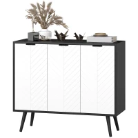 HOMCOM Modern Sideboard and Buffet, Dining Room Cabinet with Adjustable Shelves and 3 Doors, Black(m-2)