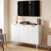 HOMCOM Modern Sideboard and Buffet, Dining Room Cabinet with Adjustable Shelves and 3 Doors, White(m-9)