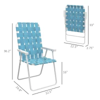 Outsunny Set of 2 Patio Folding Chairs, Classic Outdoor Camping Chairs, Portable Lawn Chairs w/ Armrests, Blue(m-3)