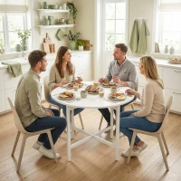 HOMCOM Drop Leaf Table, Folding Dining Table for Small Spaces 80 cm, White(m-7)