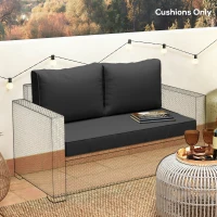 Outsunny 2 Seater Outdoor Seat Cushions with Backrest, Loveseat Double Sofa Outdoor Furniture Cushions, Black(m-9)