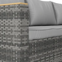 Outsunny 7 Piece Patio Furniture Set, L-Shaped Wicker Outdoor Sectional Sofa with Faux Wood Coffee Table, Cushions, Light Grey(m-12)