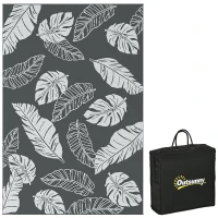 Outsunny Reversible Outdoor RV Rug, Patio Floor Mat, 6' x 9' Plastic Rug for Backyard, Deck, Beach, Camping, Grey and White(m-11)