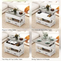 HOMCOM Modern Coffee Table, Lift Top Center Table with Fabric Drawers and Hidden Storage for Living Room, Cement Grey(m-4)