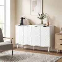 HOMCOM Modern Sideboard and Buffet, Dining Room Cabinet with Adjustable Shelves and 4 Doors, White(m-10)