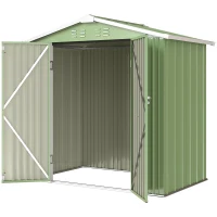 Outsunny 6.5' x 4'  Outdoor Storage Shed, Metal Garden Shed with Lockable Double Doors, 4 Vents, Light Green(m-2)