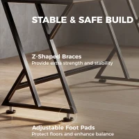 HOMCOM 55 Inch Computer Desk, Industrial Writing Desk with Z-Shaped Metal Leg, Study Table for Home Office, Rustic Brown(m-5)