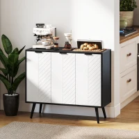 HOMCOM Modern Sideboard and Buffet, Dining Room Cabinet with Adjustable Shelves and 3 Doors, Black(m-10)
