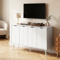 HOMCOM Modern Sideboard and Buffet, Dining Room Cabinet with Adjustable Shelves and 4 Doors, White(m-9)