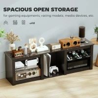 HOMCOM TV Stand with LED Lights, Modern Entertainment Center with Adjustable Glass Shelves, for TVs up to 70 Inch, Black(m-5)