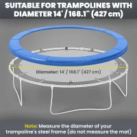Soozier Trampoline Pad, 14FT Replacement Trampoline Safety Pad Mat Spring Cover, Water-Resistant, UV-Resistant, Tear-Resistant, No Holes for Pole, Blue(m-5)