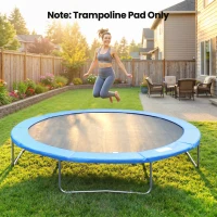 Soozier Trampoline Pad, 14FT Replacement Trampoline Safety Pad Mat Spring Cover, Water-Resistant, UV-Resistant, Tear-Resistant, No Holes for Pole, Blue(m-7)