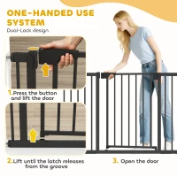PawHut Baby Gate, Pet Safety Gate Pressure Fit, 30"-51" Wide with Two-Way Open, Auto-Close for Stair, Doorways, Hallways, Black(m-6)