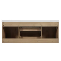Double Sink Bathroom Vanity with Spacious Under-Sink Storage, Wall-Mounted Floating Cabinet with SMC Top, 59.5'' L x 20'' W x 25.5'' H, Wood(m-2)