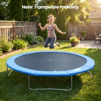 Soozier Trampoline Pad, 14FT Replacement Trampoline Safety Pad Mat Spring Cover, Water-Resistant, UV-Resistant, Tear-Resistant, No Holes for Pole, Blue(m-1)