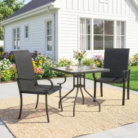 Outsunny 2 Piece PE Rattan Patio Dining Chairs with Steel Frame,  for Garden, Backyard, Pool Side, Porch, Black(m-1)