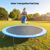Soozier Trampoline Pad, 14FT Replacement Trampoline Safety Pad Mat Spring Cover, Water-Resistant, UV-Resistant, Tear-Resistant, No Holes for Pole, Blue(m-8)