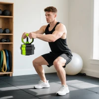 Soozier 6-in-1 Adjustable Dumbbell Set, Used as Kettlebell, Barbell, Dumbbell, Push-Up Stand, 44lbs Free Weights Set, Green(m-10)