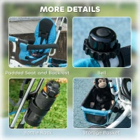 Qaba 6 in 1 Toddler Tricycle Stroller with Basket, Canopy, 5-point Safety Harness, for 12-60 Months, Blue(m-10)