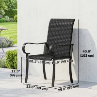 Outsunny 2 Piece PE Rattan Patio Dining Chairs with Steel Frame,  for Garden, Backyard, Pool Side, Porch, Black(m-3)