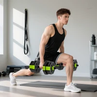 Soozier 6-in-1 Adjustable Dumbbell Set, Used as Kettlebell, Barbell, Dumbbell, Push-Up Stand, 44lbs Free Weights Set, Green(m-9)