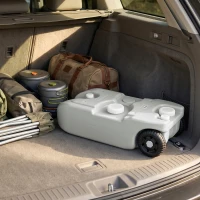 Outsunny 10.6 Gallon Portable RV Water Tank, Black or Grey Water Storage Tank, with Filling Ports, Handles and Wheels(m-10)