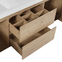 Double Sink Bathroom Vanity with Spacious Under-Sink Storage, Wall-Mounted Floating Cabinet with SMC Top, 59.5'' L x 20'' W x 25.5'' H, Wood(m-11)