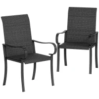 Outsunny 2 Piece PE Rattan Patio Dining Chairs with Steel Frame,  for Garden, Backyard, Pool Side, Porch, Black(m-10)