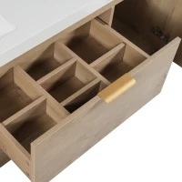 Double Sink Bathroom Vanity with Integrated SMC Top, Wall-Mounted Floating Cabinet for 2 People, 59.5'' L x 20'' W x 25.5'' H, Wood(m-11)