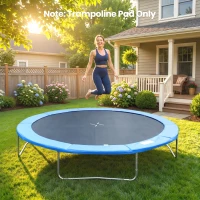 Soozier Trampoline Pad, 14FT Replacement Trampoline Safety Pad Mat Spring Cover, Water-Resistant, UV-Resistant, Tear-Resistant, No Holes for Pole, Blue(m-9)