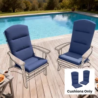 Outsunny Patio Chair Cushion for Adirondack Chairs Replacement Cushion with Back and Ties, Navy Blue(m-10)