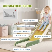 Qaba Foldable 4 in 1 Toddler Slide with Climber, Basketball Hoop, Storage Space and Basketball for Ages 1-3 Years, Cream(m-6)