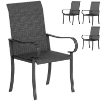 Outsunny 4 Piece PE Rattan Patio Dining Chairs with Steel Frame,  for Garden, Backyard, Pool Side, Porch, Black(m-10)