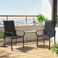 Outsunny 2 Piece PE Rattan Patio Dining Chairs with Steel Frame,  for Garden, Backyard, Pool Side, Porch, Black(m-8)